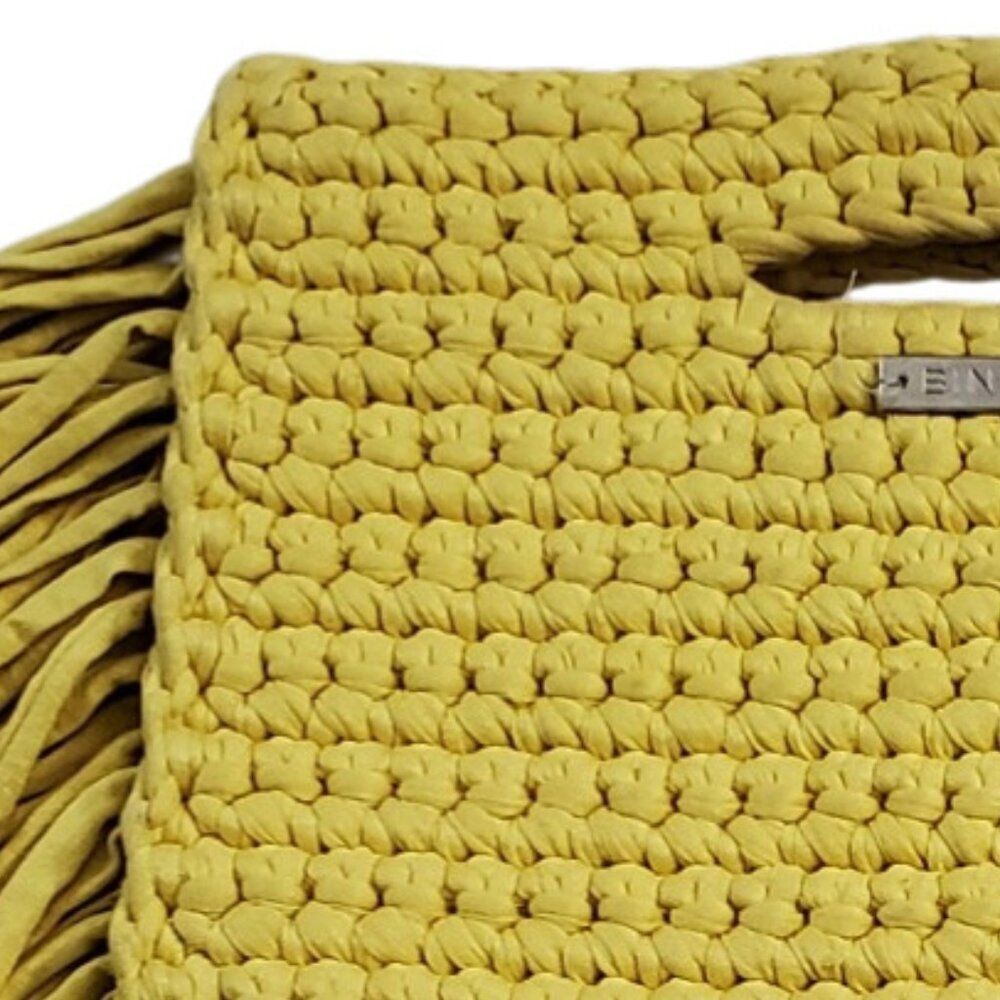 BINGE Frida Bright Yellow Handmade Unique Upcycled Cotton Crochet Clutch - Picture 8 of 12